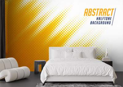 abstract; bright yellow diagonal halftone background design Wall mural