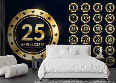 anniversary labels big set in premium golden colors Wall mural