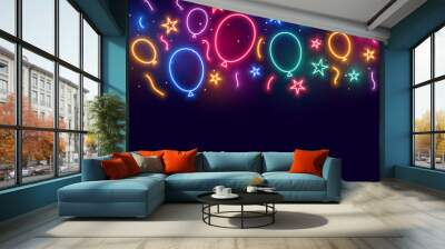 ballons stars and confetti celebration birthday background Wall mural