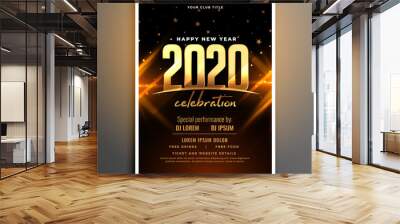 beautiful 2020 new year celebration poster template design Wall mural