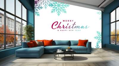 beautiful christmas snowflakes white wide banner design Wall mural