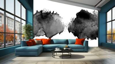 black ink stain watercolor texture design set of two Wall mural