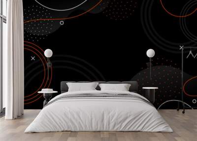 black memphis halftone background with geometric shapes Wall mural