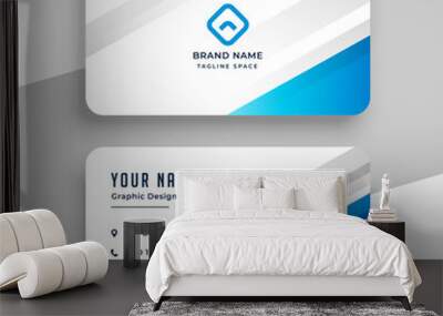 blue and white stylish business card design template Wall mural