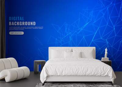 blue digital network mesh connection background Wall mural