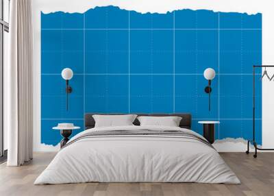 blue empty sheet torn ripped paper design Wall mural