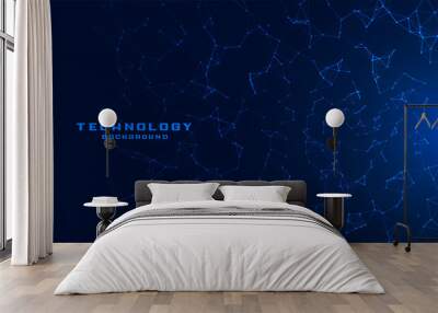 blue technology background with network mesh lines Wall mural