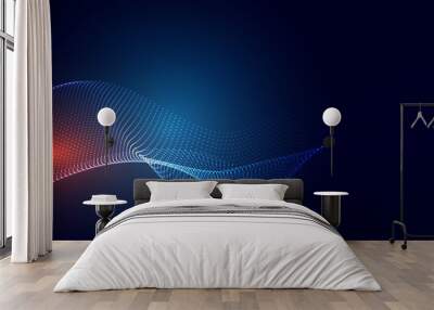 blue technology particle background design Wall mural