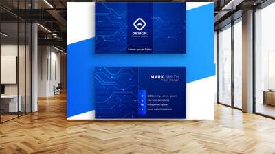 blue technology style business card design Wall mural