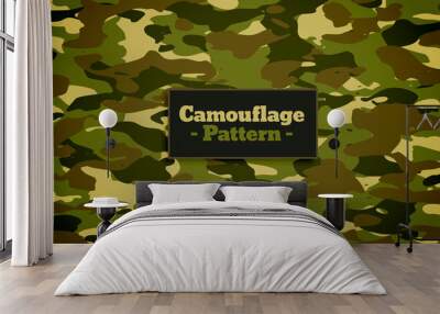 camouflage pattern texture in green shades background Wall mural