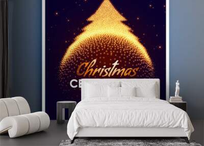 christmas celebration flyer with sparkle xmas tree design Wall mural