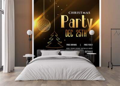 christmas party black and gold poster flyer template design Wall mural