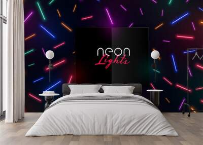 colorful neon confetti lights shiny background design Wall mural