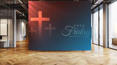 crosses with holy divine light good friday background Wall mural