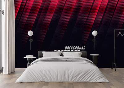 diagonal abstract halftone lines in red and black color Wall mural