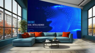 digital artificial intelligence particle face background Wall mural