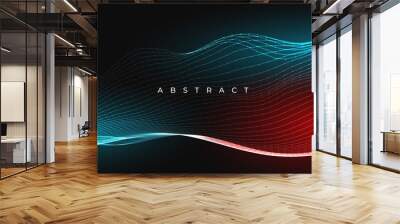 digital glowing abstract lines waves background design Wall mural