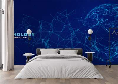 digital network mesh sphere technology banner Wall mural