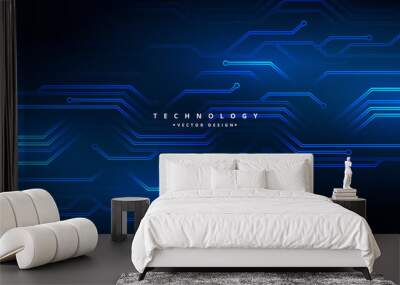 digital technology circuit lines diagram background design Wall mural