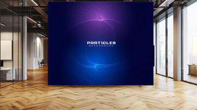 dynamic digital particles background in purple and blue shade Wall mural