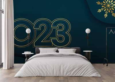 elegant 2023 new year wishes banner with snowflake design Wall mural