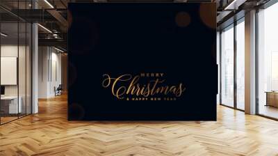 elegant black christmas banner with golden snowflakes Wall mural