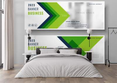 elegant green business presentation banner design Wall mural