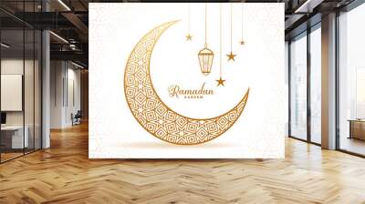 elegant ramadan kareem decorative moon and lanterns greeting Wall mural