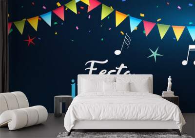 festa junina party celebration music banner Wall mural