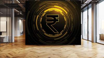 futuristic digital currency background indian rupee symbol Wall mural