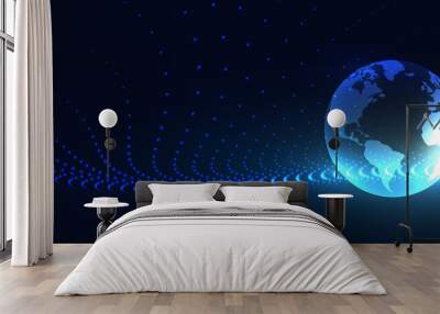 global technology earth particle connection background Wall mural