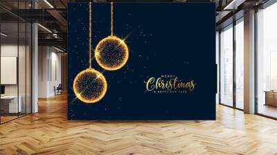 glowing christmas particles balls shiny background Wall mural