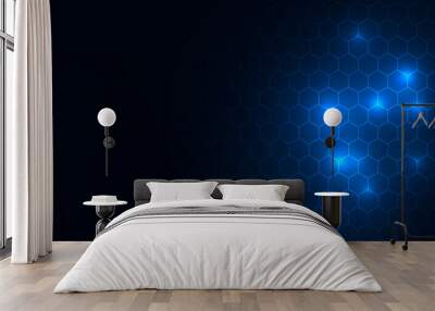 glowing hexagonal pattern digital background for web data visualization Wall mural