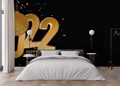 golden happy new year 2022 celebration banner design Wall mural