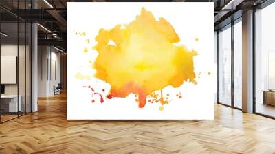 hand painted yellow watercolor stain abstract background Wall mural