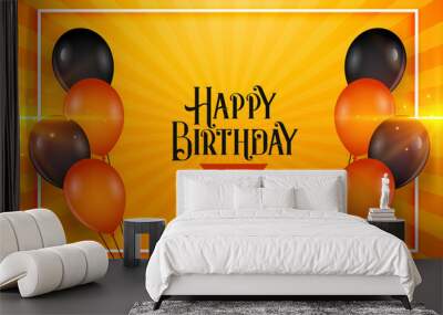 happy birthday balloons wishes card background design Wall mural