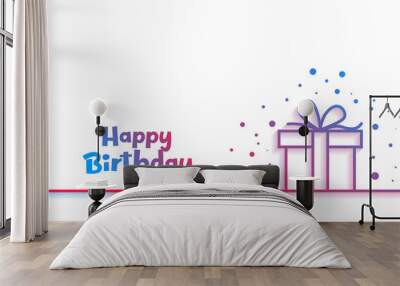 happy birthday card with giftbox Wall mural