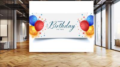 happy birthday celebration balloons card background design Wall mural