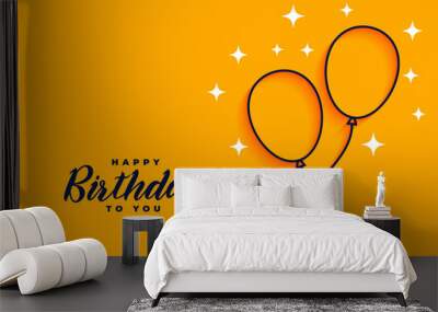 happy birthday flat style line balloons background Wall mural