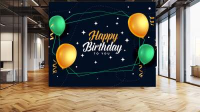 happy birthday realistic balloons card design Wall mural