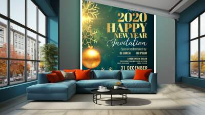 happy new year 2020 invitation flyer template design Wall mural