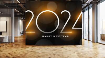 happy new year 2024 dark wallpaper with bokeh effect Wall mural