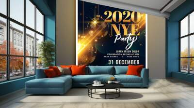 happy new year golden and black flyer template design Wall mural