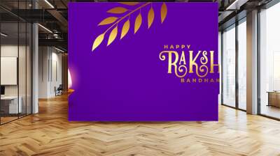 happy raksha bandhan festival banner with realistic diya design and golden leaves Wall mural