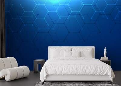 hexagonal shape blue wide banner design Wall mural