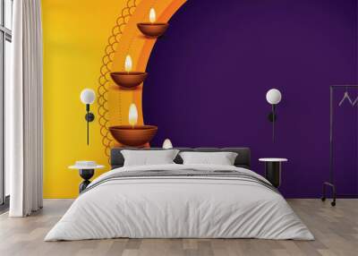 hindu diwali puja background with image or text space and lamp Wall mural