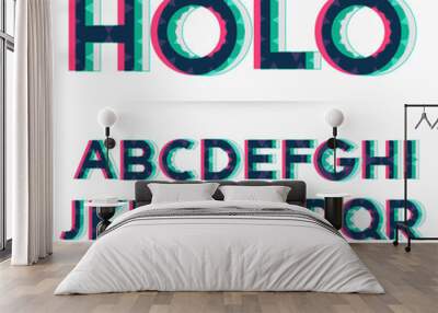 holographic alphabet font vector illustration Wall mural