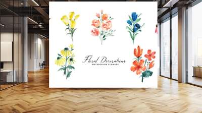 isolated watercolor flowers decoration set Wall mural