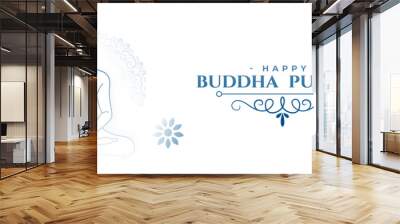 line art gautam buddha purnima or vesak day greeting banner Wall mural