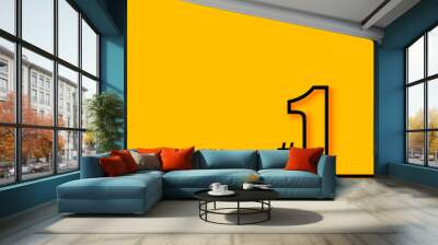 line style number one yellow background design Wall mural